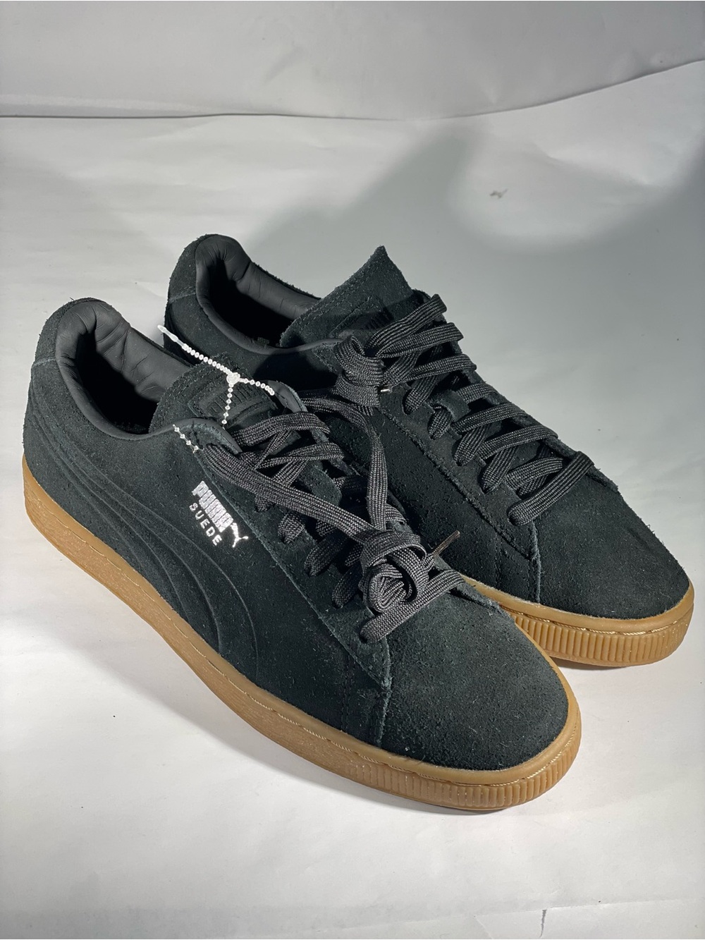 Puma Black Suede Low-Top Sneakers with Gum Sole